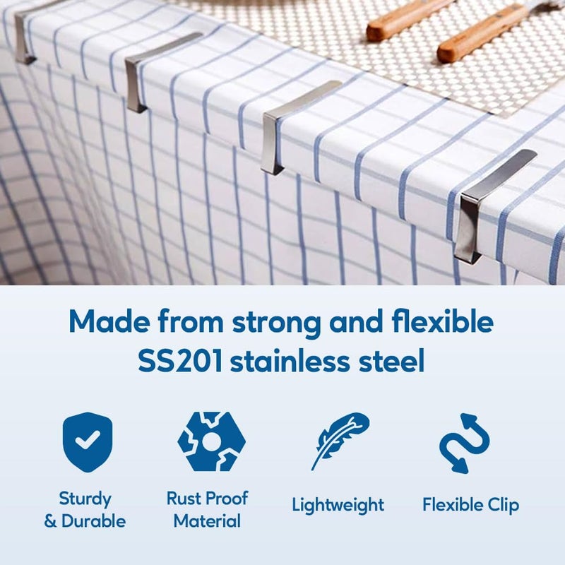 ProTensils 12Pcs Picnic Tablecloth Clips for Outdoor Tables - Stainless Steel Large Table Cloth Clip, Fits for 2.5â€ Thick Tables, Metal Clamps for Picnic Table Clips, Dining Table Cloth Holder - Image 4